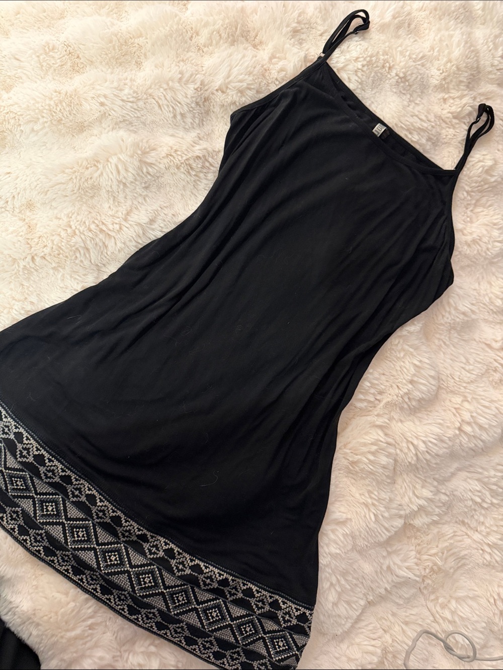 Black Spaghetti Strap tank/Dress with Geometric Hem